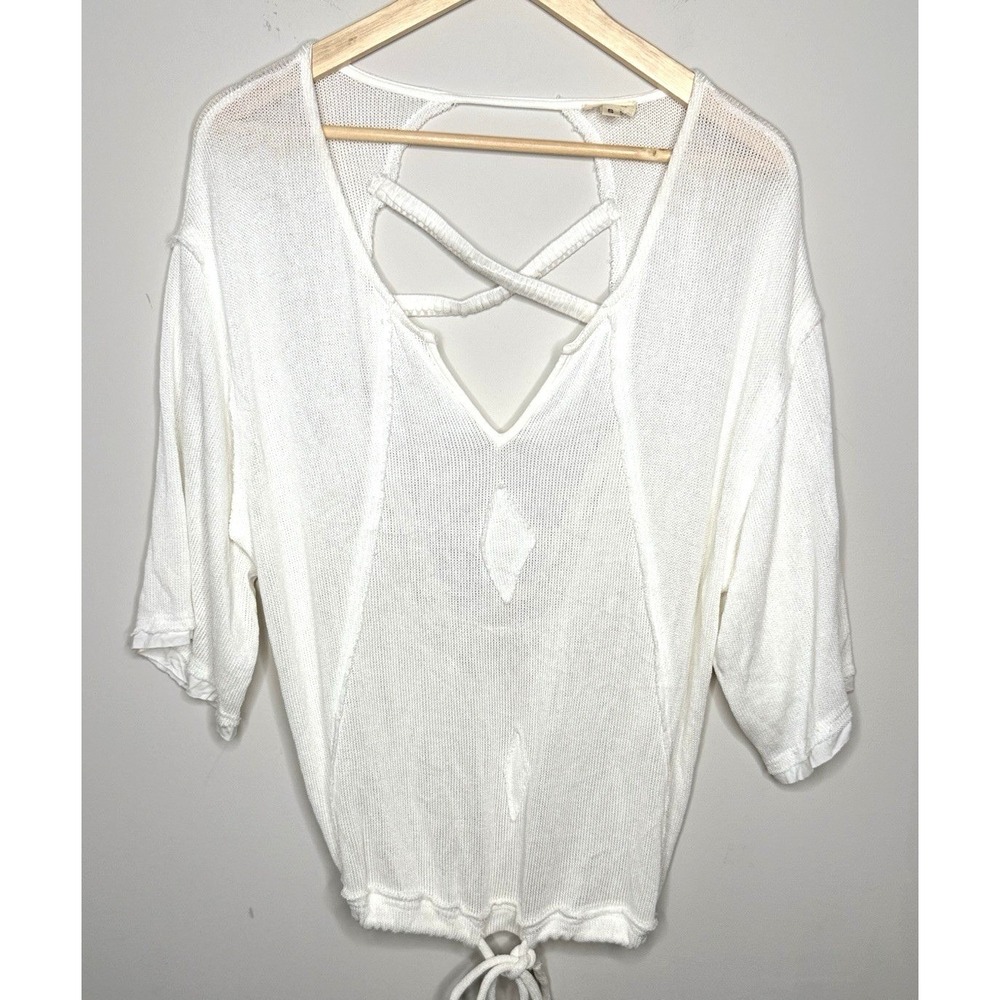 POL Sheer Raw Knit‎ Top Pullover Beachy Womens Small Oversized Travel Resort